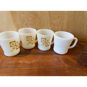 Vintage Set of 4 Mugs ~ Retro Starburst ~ Fire King ~ Excellent Condition